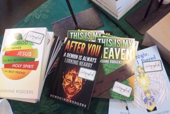 Sunshine Rodgers's 4 different stacks of books